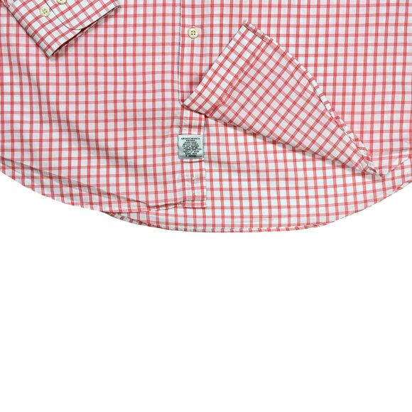 Peter Millar Salmon Windowpane Check Button Collar Long Sleeve Shirt - Picture 8 of 9